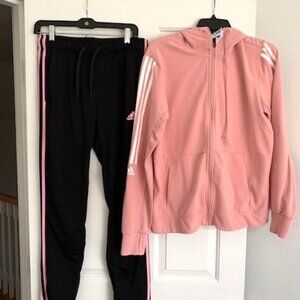 Adidas, 3 Stripe, Full Zipper, Fleece Hoodie W/ Pants